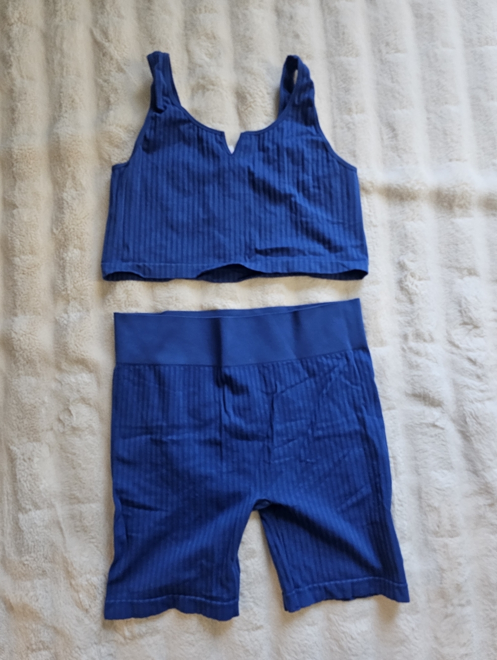 Ribbed Tank & Bike Short Set - Blue, Red, Gray - Picture 8 of 10